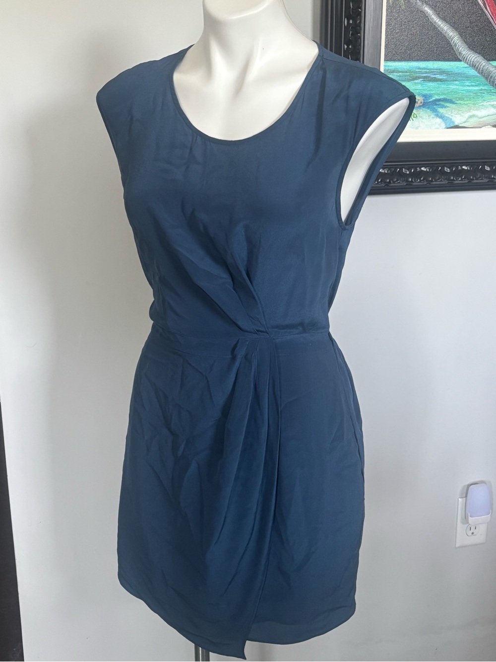 Greylin 100% Silk Deep Blue Midi Dress